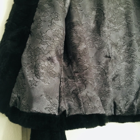 Nine West Fur Coat Jacket Fancy Black Thin Rabbit Lined Size M NWOT Vintage Y2K - Picture 9 of 10